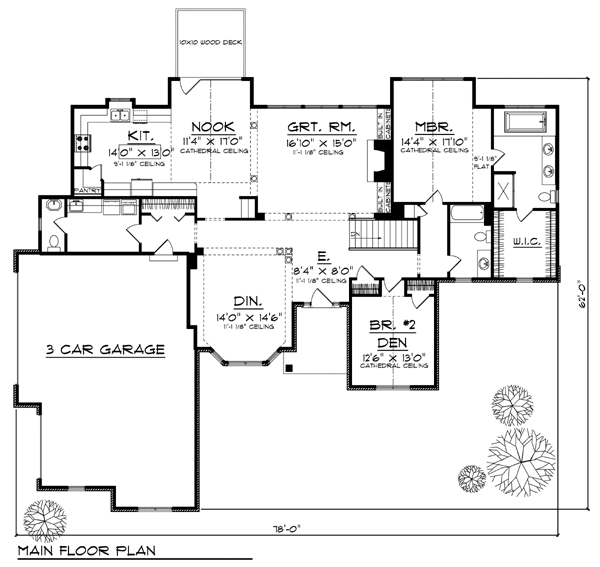 One-Story Traditional Level One of Plan 73373