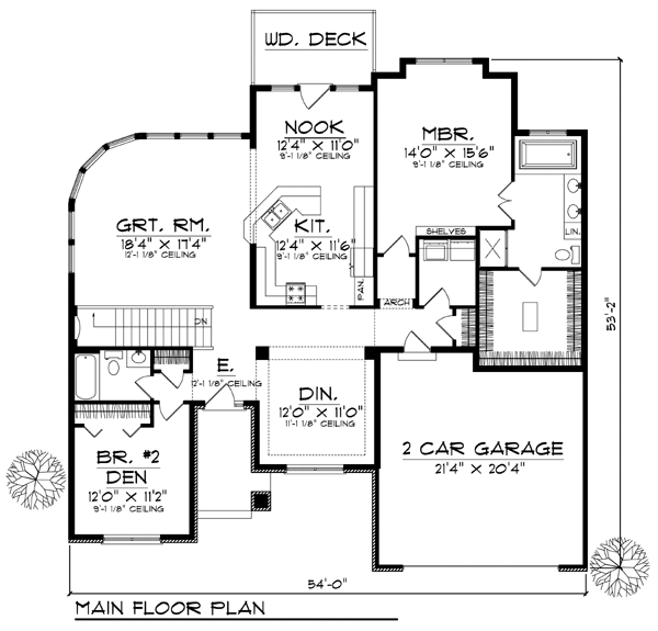 One-Story Traditional Level One of Plan 73377