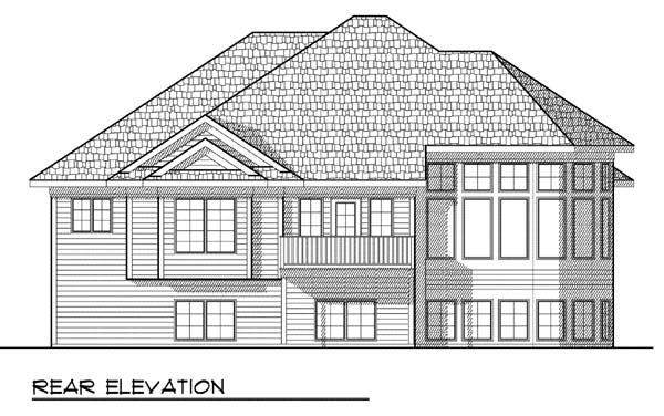 One-Story Traditional Rear Elevation of Plan 73377