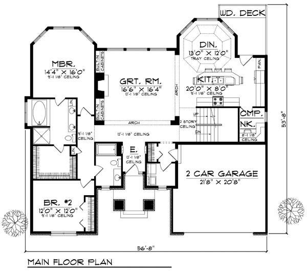 One-Story Traditional Level One of Plan 73378