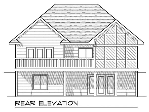 Traditional Rear Elevation of Plan 73379