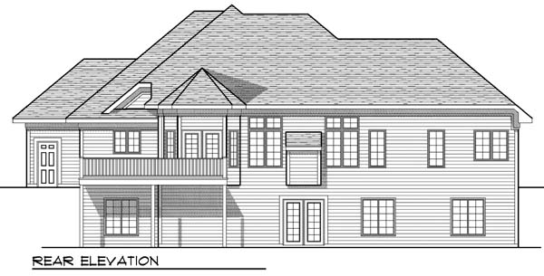 One-Story Traditional Rear Elevation of Plan 73381