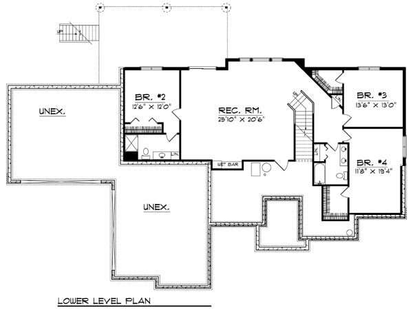 European One-Story Lower Level of Plan 73382