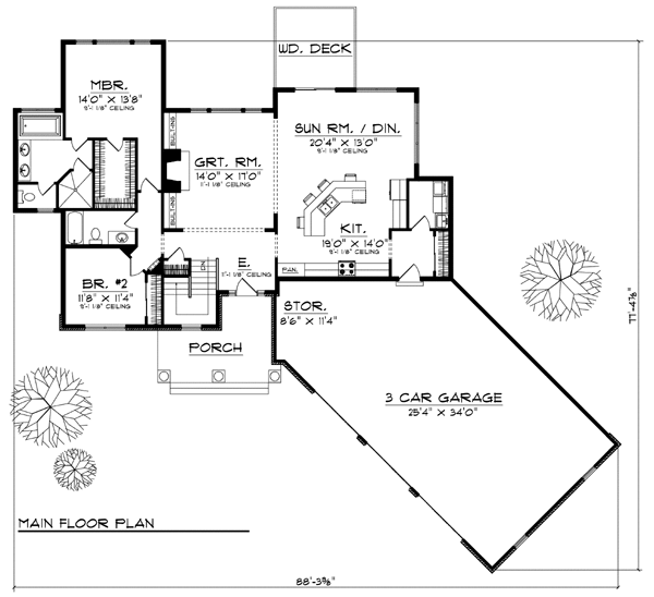 One-Story Traditional Level One of Plan 73384