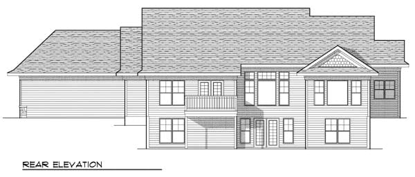 One-Story Traditional Rear Elevation of Plan 73384
