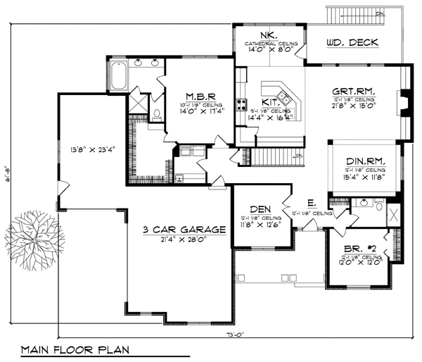 One-Story Traditional Level One of Plan 73385