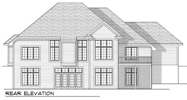 One-Story Traditional Rear Elevation of Plan 73388