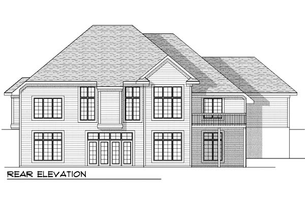 One-Story Traditional Rear Elevation of Plan 73389