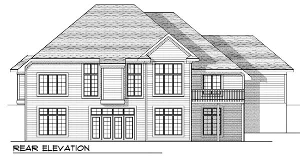 One-Story Traditional Rear Elevation of Plan 73390