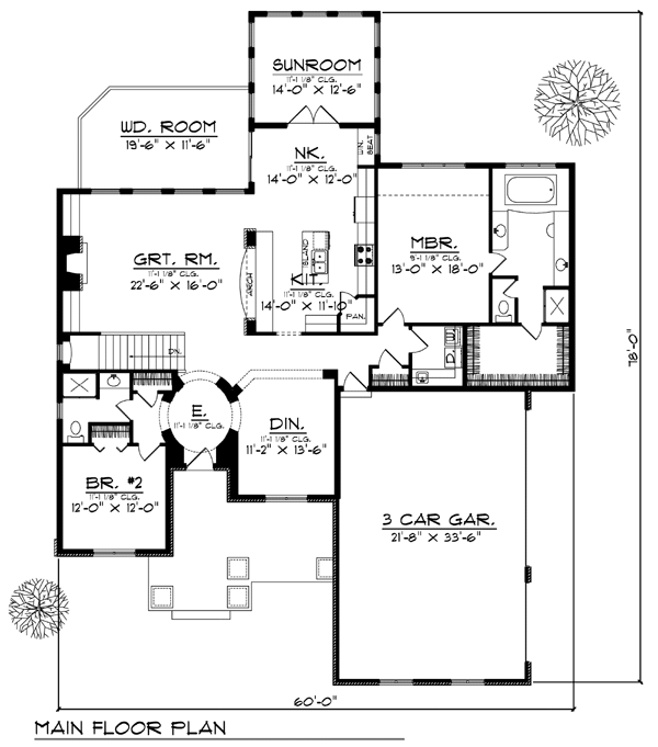 One-Story Traditional Level One of Plan 73392