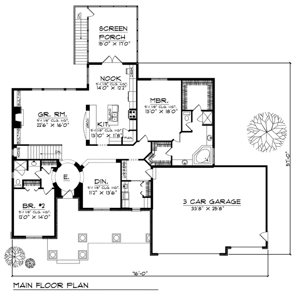 Craftsman One-Story Traditional Level One of Plan 73393