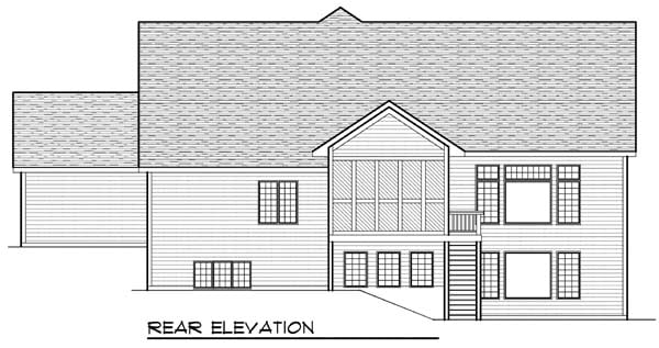 Craftsman One-Story Traditional Rear Elevation of Plan 73393