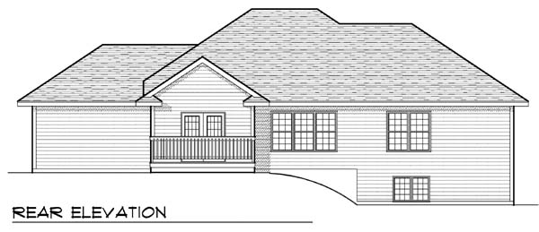 One-Story Traditional Rear Elevation of Plan 73394