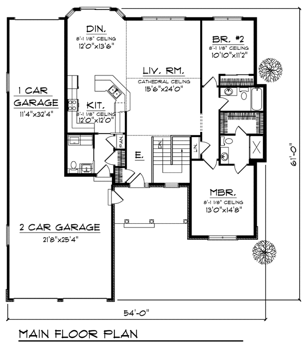 One-Story Traditional Level One of Plan 73396