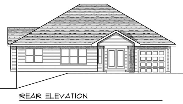 One-Story Traditional Rear Elevation of Plan 73396