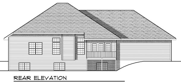 One-Story Traditional Rear Elevation of Plan 73397