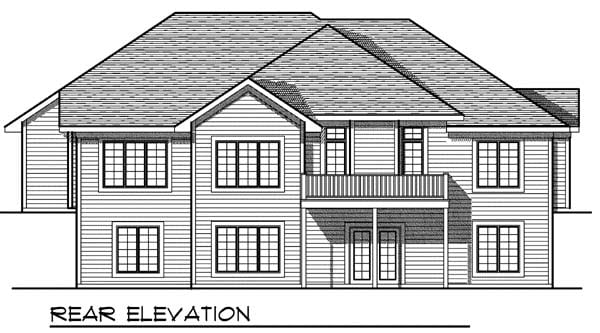 One-Story Traditional Rear Elevation of Plan 73398