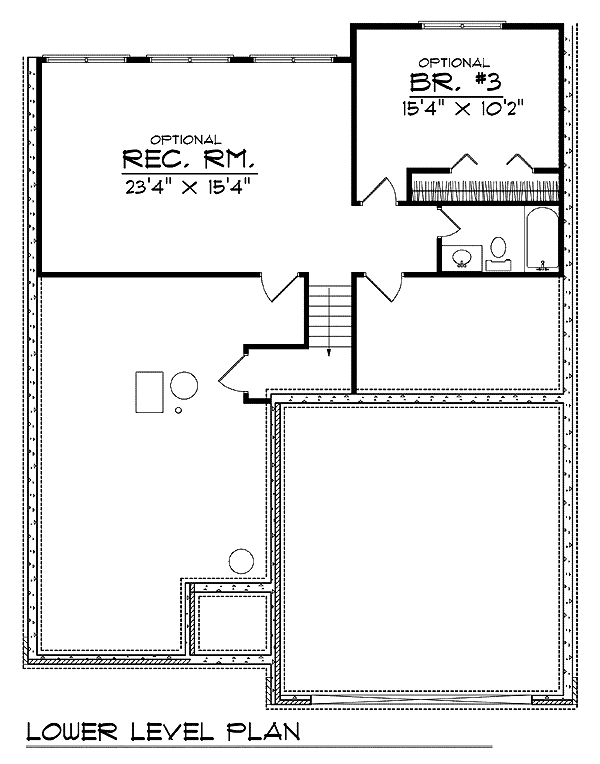 One-Story Traditional Lower Level of Plan 73400