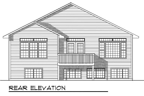 One-Story Traditional Rear Elevation of Plan 73400