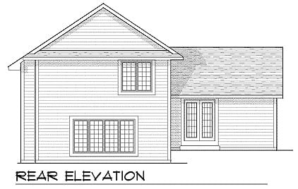 Traditional Rear Elevation of Plan 73401