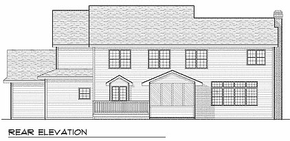 Traditional Rear Elevation of Plan 73402