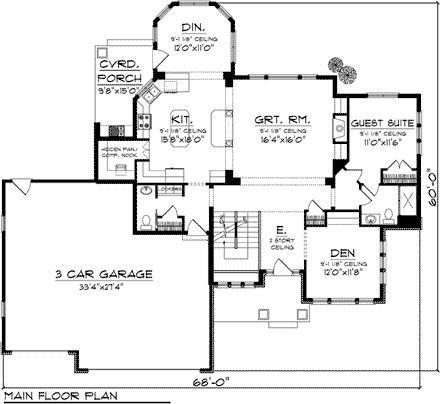 House Plan 73405 First Level Plan