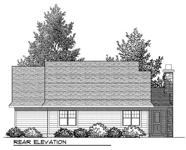 One-Story Traditional Rear Elevation of Plan 73407
