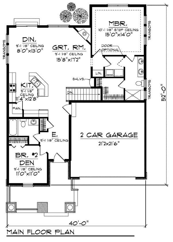 Craftsman One-Story Level One of Plan 73409