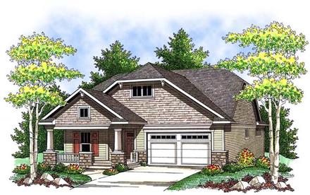 Craftsman One-Story Elevation of Plan 73409