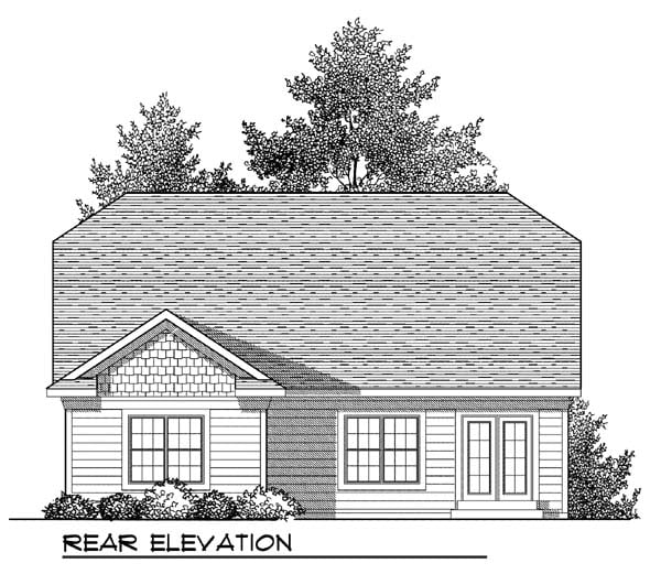 Craftsman One-Story Rear Elevation of Plan 73409