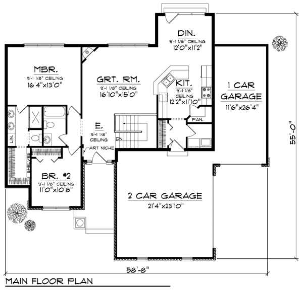 Craftsman One-Story Tudor Level One of Plan 73411