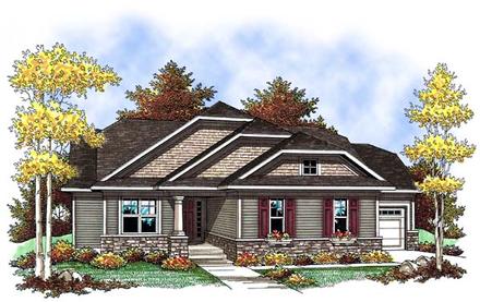 Craftsman One-Story Tudor Elevation of Plan 73411