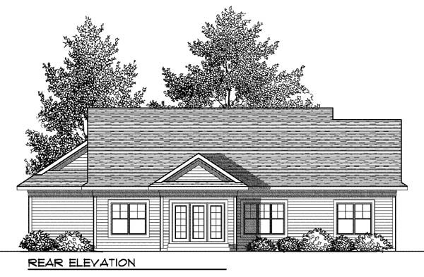 Country One-Story Ranch Rear Elevation of Plan 73412