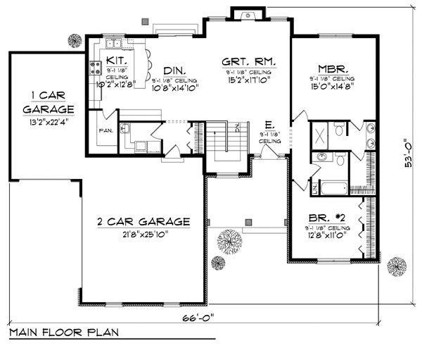 Country Craftsman One-Story Level One of Plan 73413