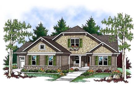 Country Craftsman One-Story Elevation of Plan 73413