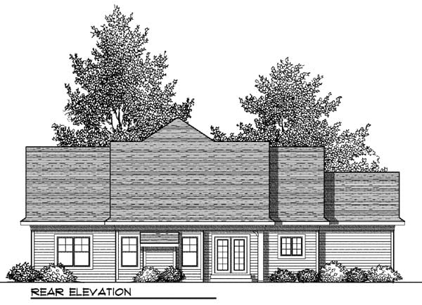 Country Craftsman One-Story Rear Elevation of Plan 73413