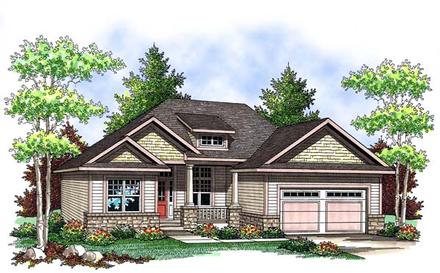 Craftsman One-Story Elevation of Plan 73414