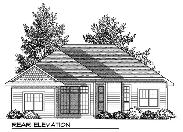 Craftsman One-Story Rear Elevation of Plan 73414