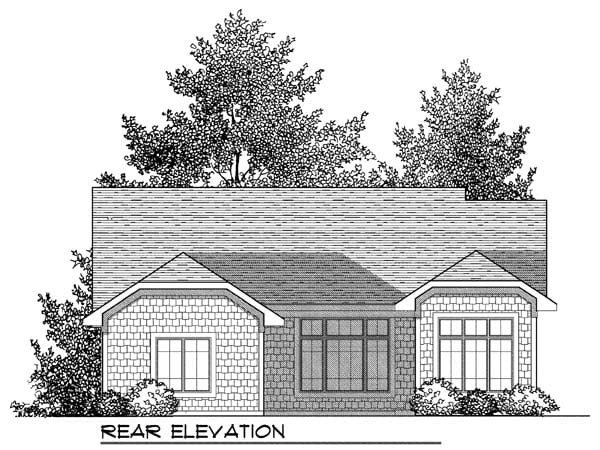 Craftsman One-Story Rear Elevation of Plan 73415