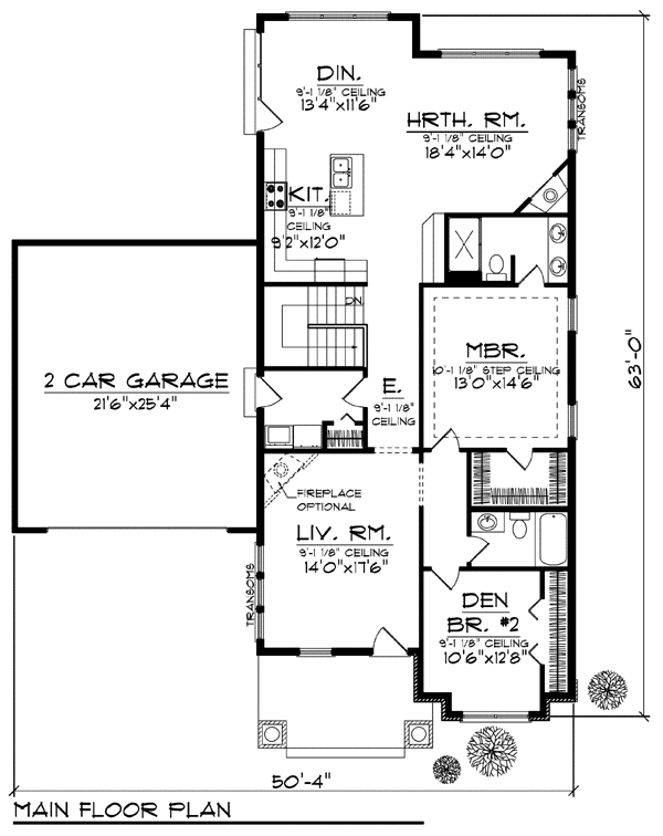 Craftsman One-Story Level One of Plan 73416