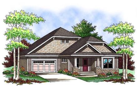 Craftsman One-Story Elevation of Plan 73416