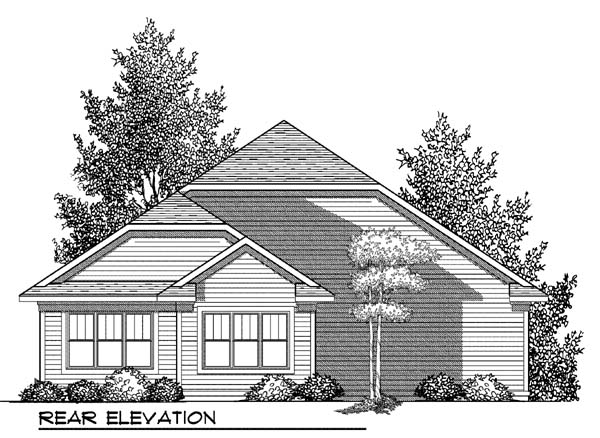 Craftsman One-Story Rear Elevation of Plan 73416