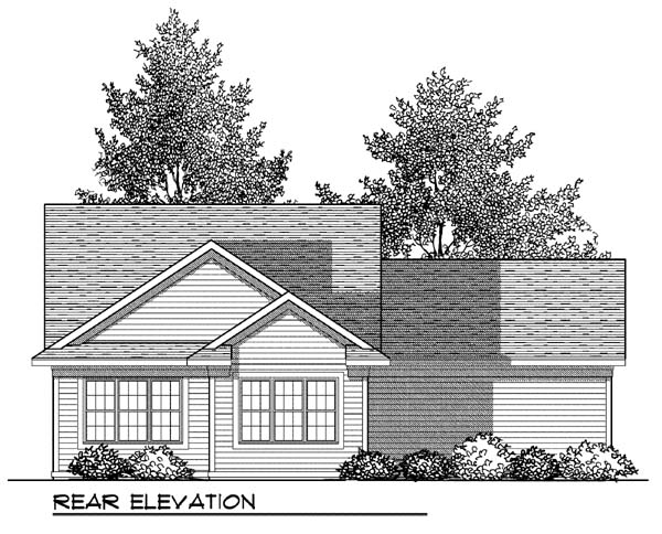 One-Story Ranch Rear Elevation of Plan 73417