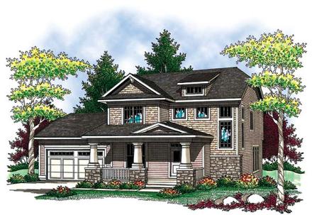Contemporary Country Craftsman Elevation of Plan 73418