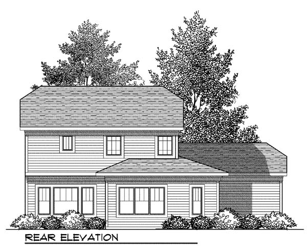 Contemporary Country Craftsman Rear Elevation of Plan 73418