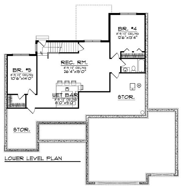 One-Story Traditional Lower Level of Plan 73425