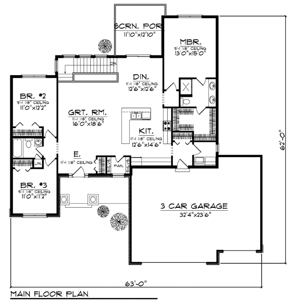 One-Story Traditional Level One of Plan 73425