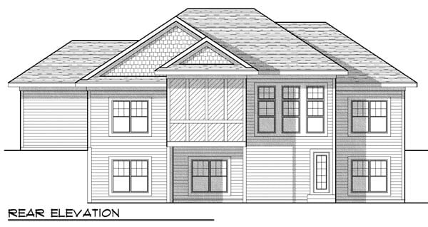 One-Story Traditional Rear Elevation of Plan 73425
