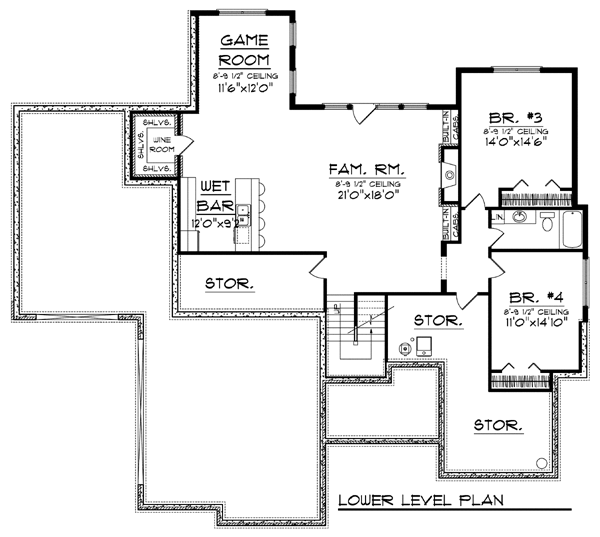 Craftsman Traditional Lower Level of Plan 73430