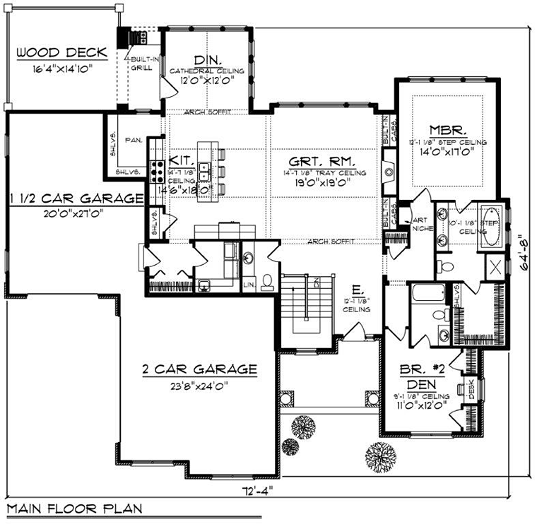 Craftsman Traditional Level One of Plan 73430